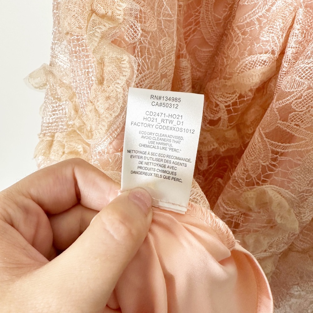 For Love And Lemons Ruffled Lace Mini Dress in Cream and Pink - Picture 10 of 11